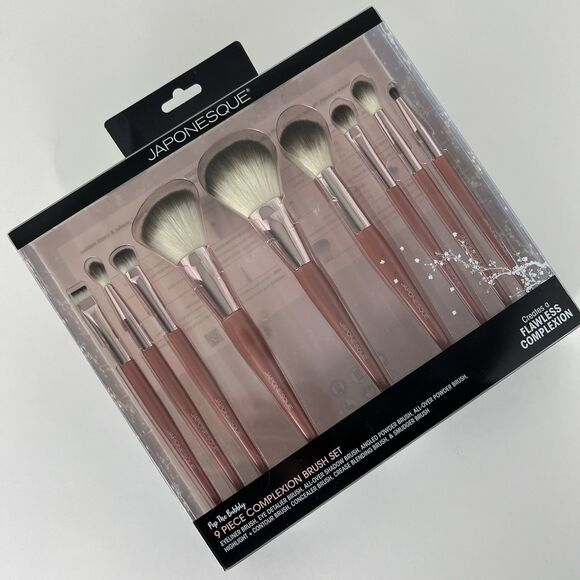 New In Box Japanese QUE 9 Pc Brush Set Full Face Make Up Set Professional Makeup - Picture 1 of 12